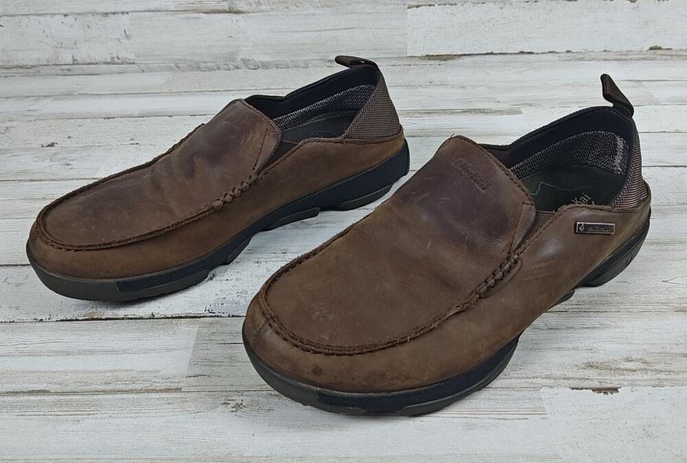 OLUKAI NA’I WP Mens 9.5 Leather Waterproof Slip On Shoes Loafers Boat Casual